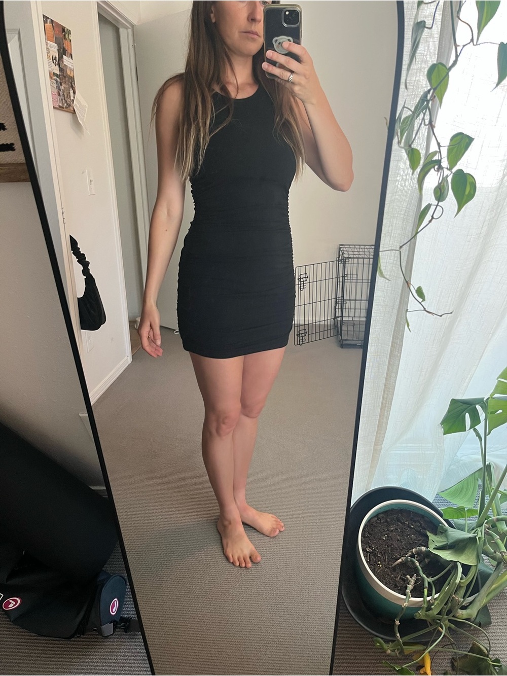 TNA Black Sleeveless Bodycon Mini Dress